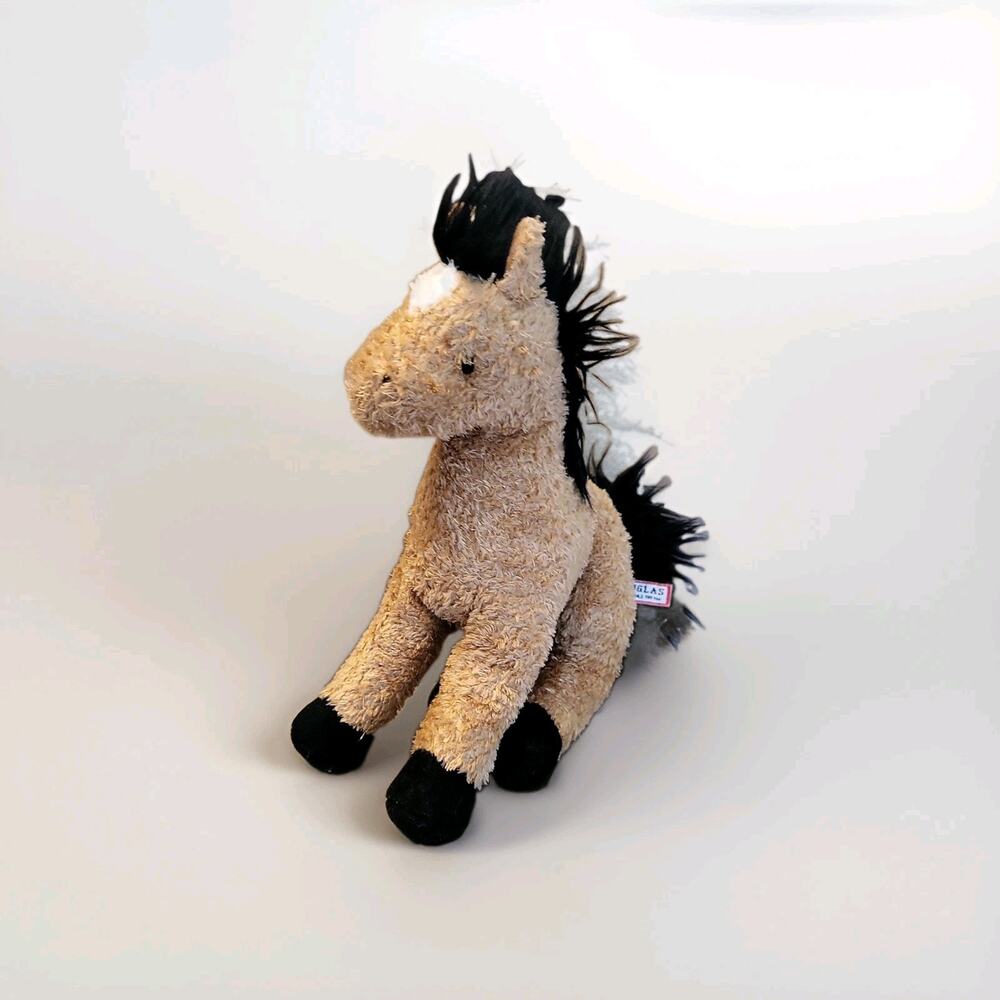 Douglas Cuddle Toy Tan Black Mane Buckskin Pony/Horse Plush Soft Stuffed Toy